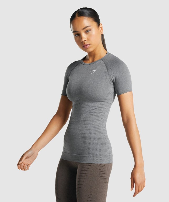 Grey Gymshark Vital Seamless 2.0 Women's T Shirts | US-54ASQNY