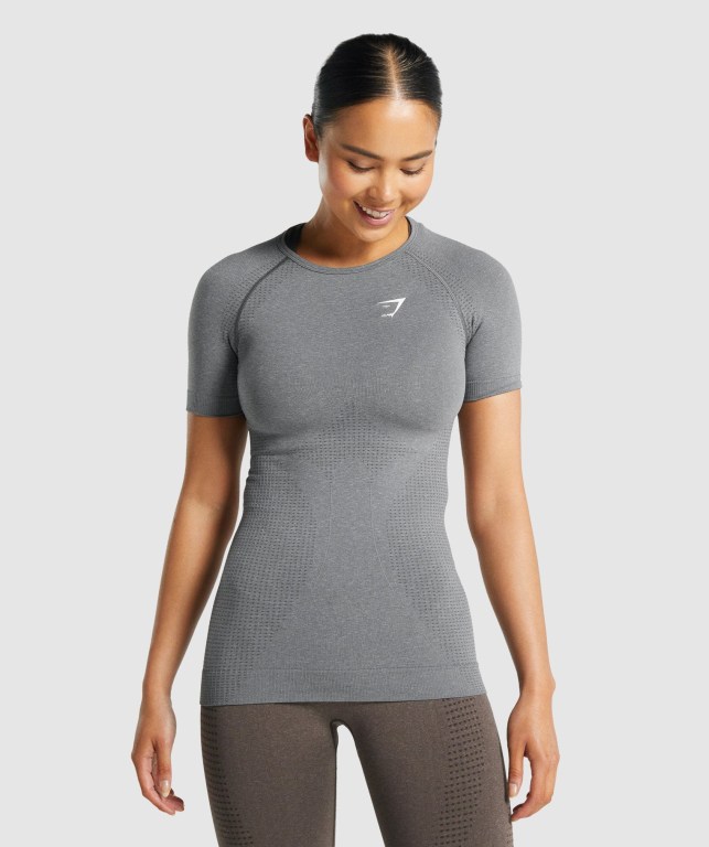 Grey Gymshark Vital Seamless 2.0 Women\'s T Shirts | US-54ASQNY