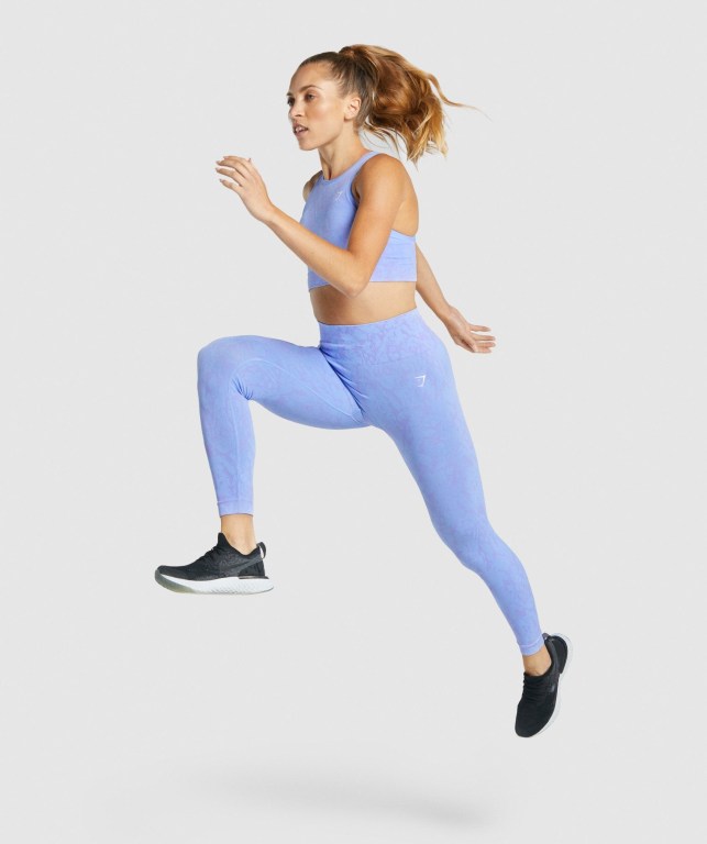 Light Blue Gymshark Adapt Animal Seamless High Waisted Women's Leggings | US-13FELMJ