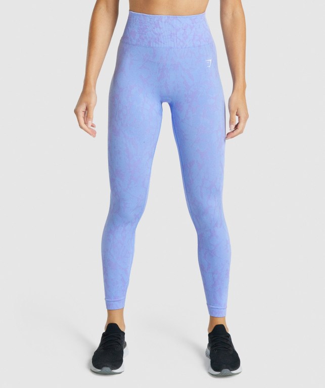 Light Blue Gymshark Adapt Animal Seamless High Waisted Women\'s Leggings | US-13FELMJ