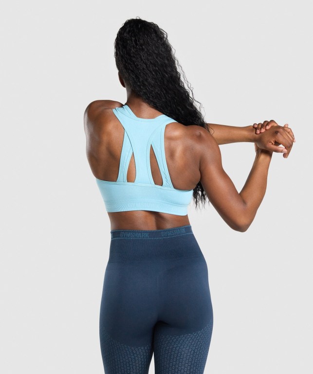 Light Blue Gymshark Apex Seamless Women's Sports Bra | US-45MPNVO