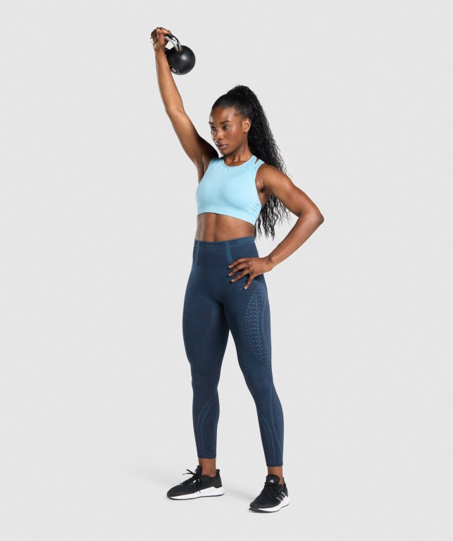 Light Blue Gymshark Apex Seamless Women's Sports Bra | US-45MPNVO