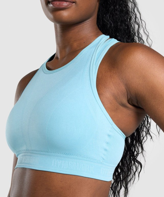 Light Blue Gymshark Apex Seamless Women's Sports Bra | US-45MPNVO