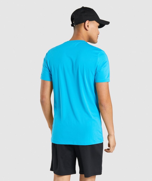 Light Blue Gymshark Arrival Graphic Men's T Shirts | US-90HSFZO