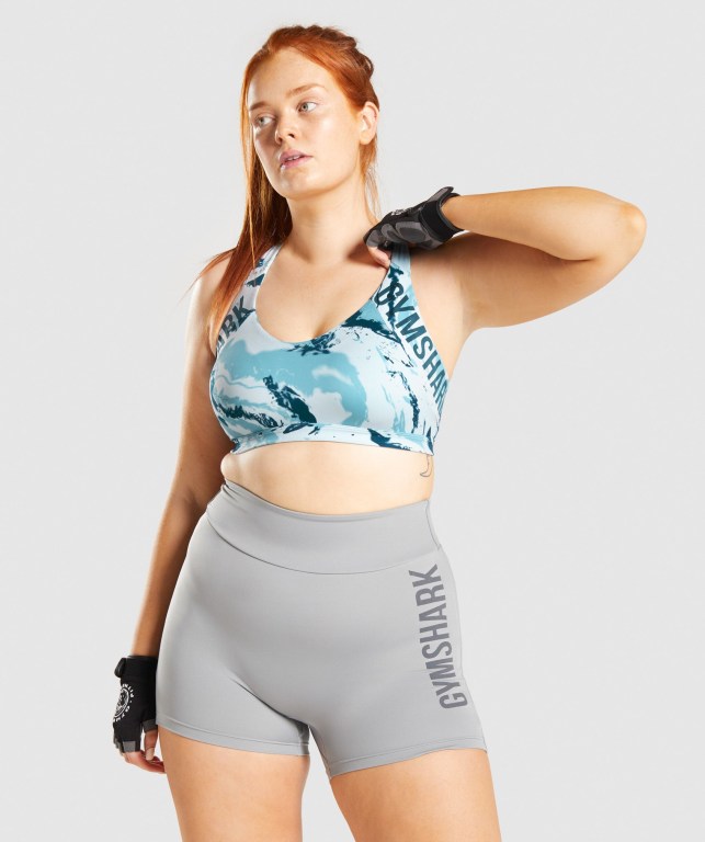 Light Blue Gymshark GS Power Women\'s Sports Bra | US-52NWTRK