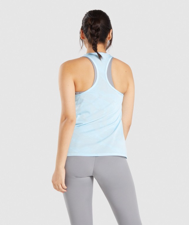 Light Blue Gymshark GS Power Women's Tank Tops | US-29TRLOS