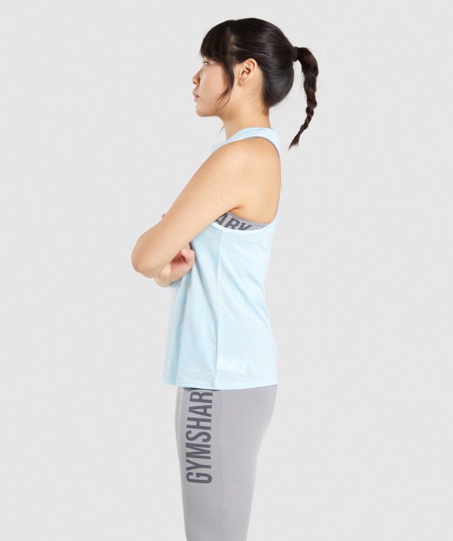 Light Blue Gymshark GS Power Women's Tank Tops | US-29TRLOS