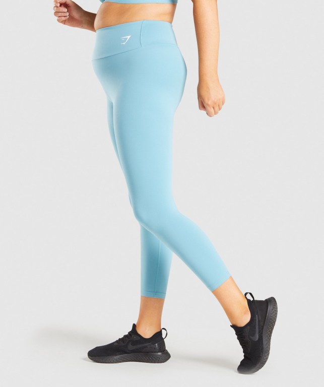 Light Blue Gymshark Training 7/8 High Waisted Women's Leggings | US-26SNPDG