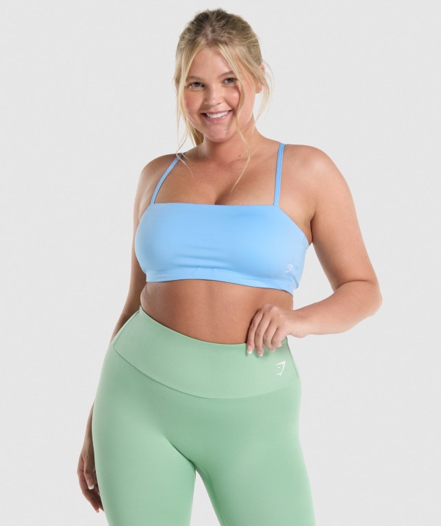 Light Blue Gymshark Training Bandeau Women\'s Sports Bra | US-48CYUNP