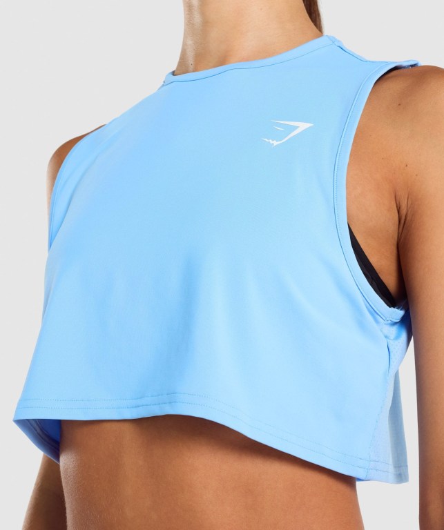 Light Blue Gymshark Training Crop Women's Tank Tops | US-83QUSIG