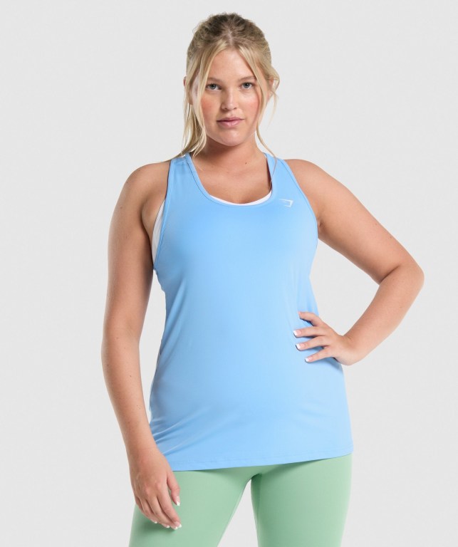 Light Blue Gymshark Training Women\'s Tank Tops | US-45SIEGY