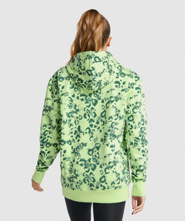 Light Green / Dark Green Gymshark Animal Graphic Women's Hoodies | US-59WMZXR