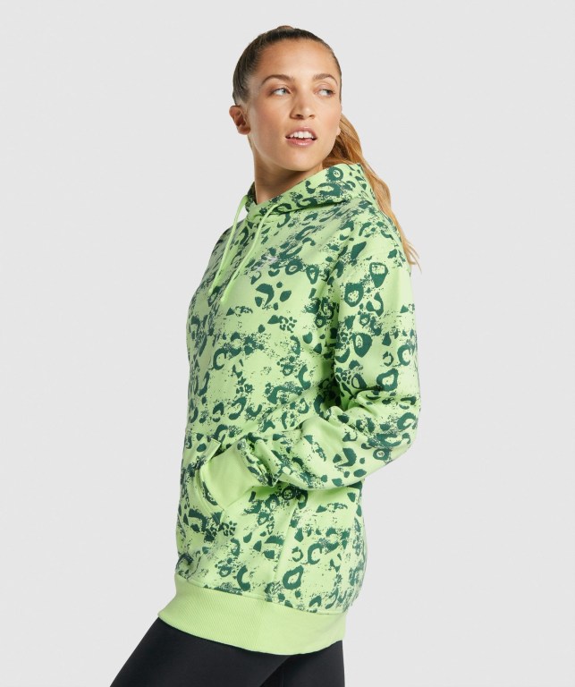 Light Green / Dark Green Gymshark Animal Graphic Women's Hoodies | US-59WMZXR