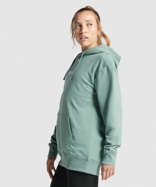 Light Green Gymshark Apollo Graphic Oversized Women's Hoodies | US-92YCLSH