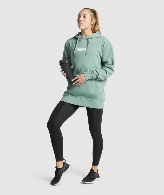 Light Green Gymshark Apollo Graphic Oversized Women's Hoodies | US-92YCLSH