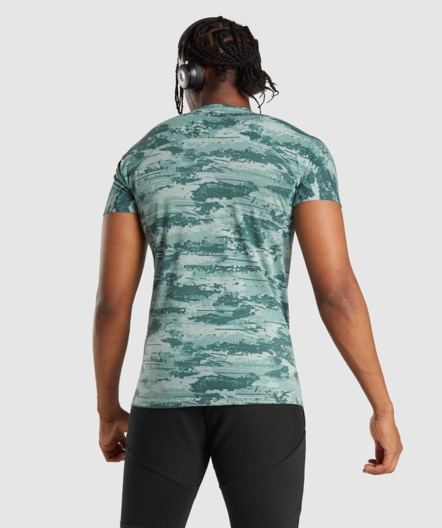 Light Green Gymshark Chalk Men's T Shirts | US-03YJLXH