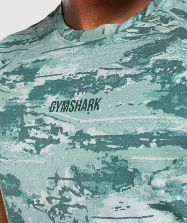 Light Green Gymshark Chalk Men's T Shirts | US-03YJLXH