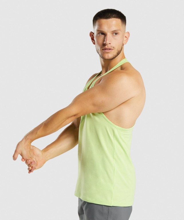 Light Green Gymshark Sharkhead Infill Men's Tank Tops | US-12SYRCV