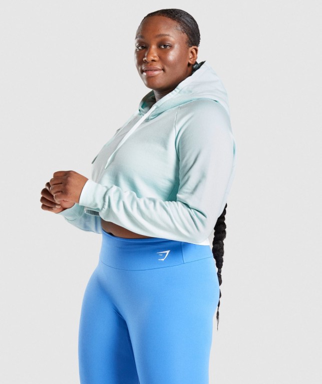 Light Green Gymshark Training Cropped Women's Hoodies | US-07RVTDS