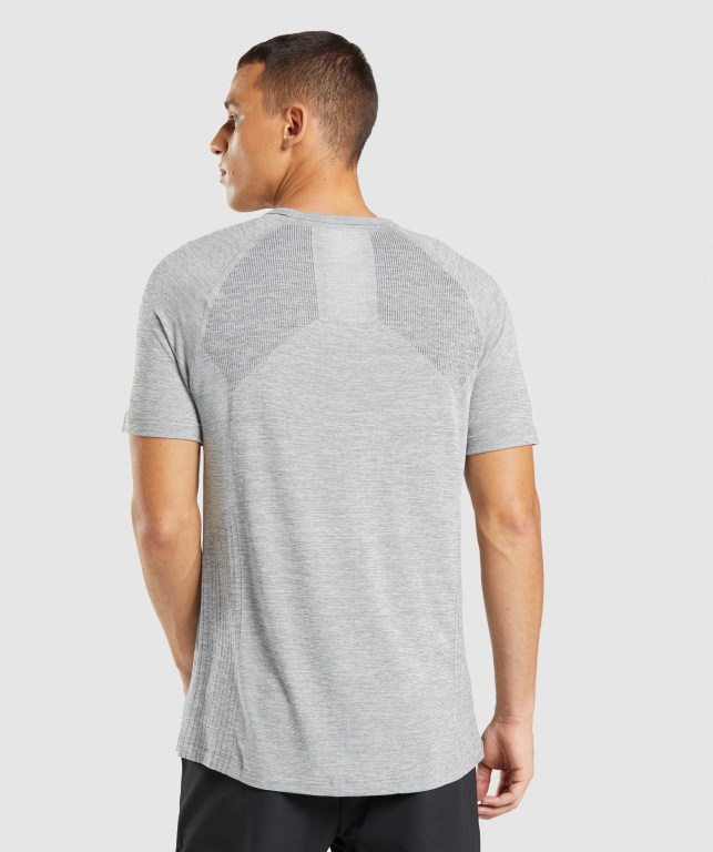 Light Grey / Black Gymshark Retake Seamless Men's T Shirts | US-12UZRXS