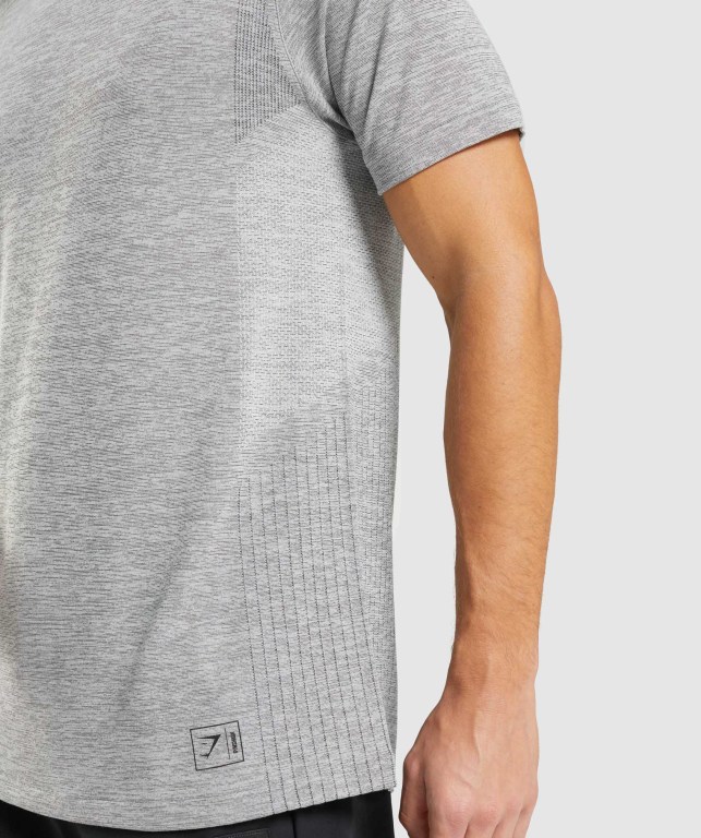 Light Grey / Black Gymshark Retake Seamless Men's T Shirts | US-12UZRXS