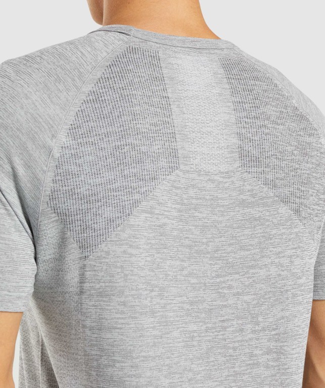 Light Grey / Black Gymshark Retake Seamless Men's T Shirts | US-12UZRXS