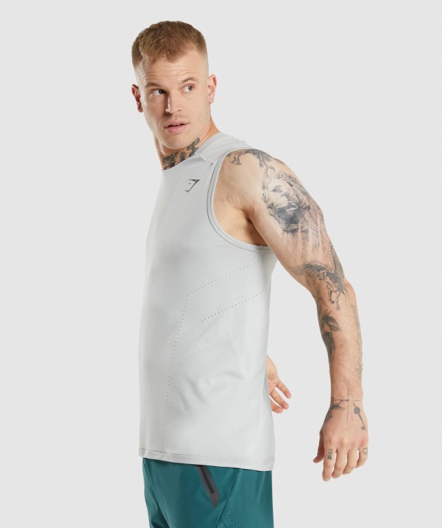 Light Grey / Grey Gymshark Apex Men's Tank Tops | US-68OXLET