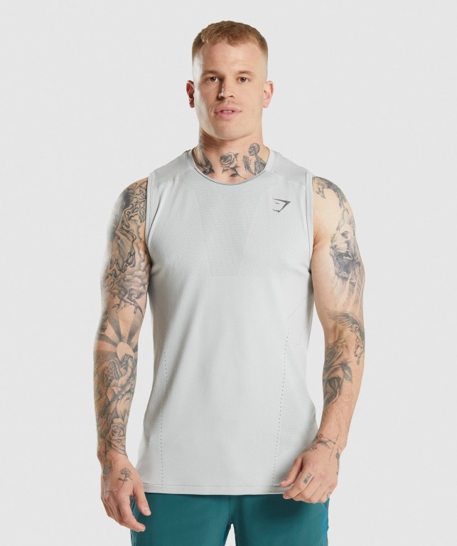 Light Grey / Grey Gymshark Apex Men\'s Tank Tops | US-68OXLET