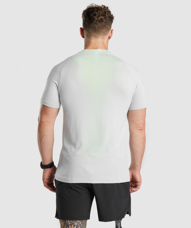 Light Grey Gymshark Apex Contrast Seamless Men's T Shirts | US-84NSLDR