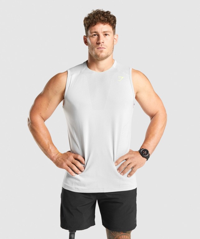 Light Grey Gymshark Apex Seamless Men\'s Tank Tops | US-06SVRNQ