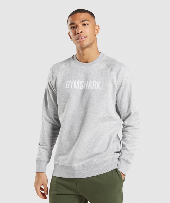 Light Grey Gymshark Apollo Crew Men\'s Hoodies | US-50TLDRU