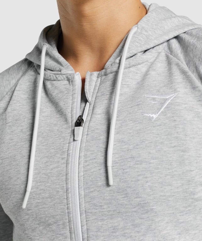 Light Grey Gymshark Critical 2.0 Zip Up Men's Hoodies | US-63KTCNF