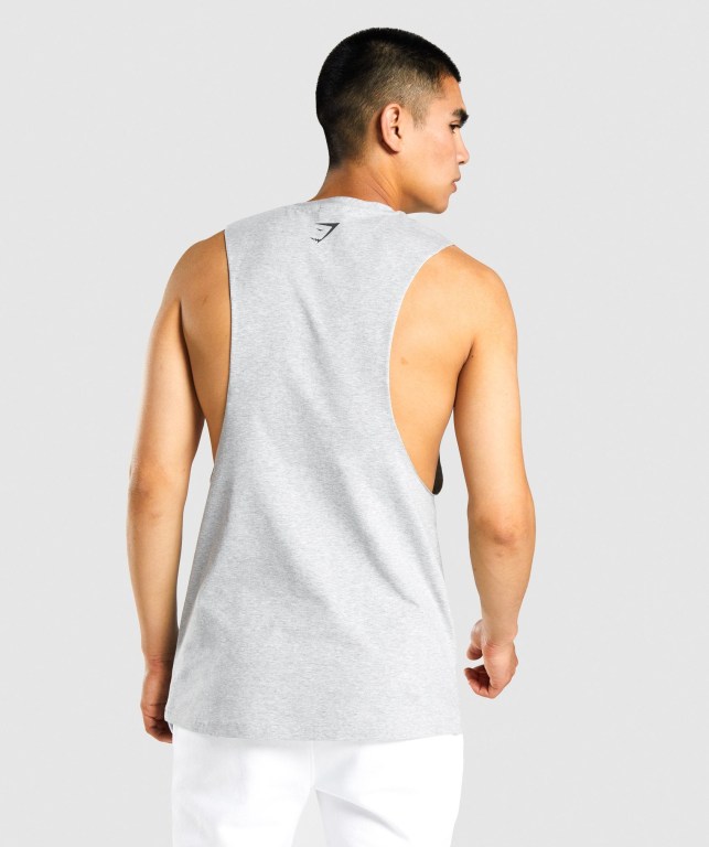 Light Grey Gymshark GSLC Collegiate Drop Arm Men's Tank Tops | US-02FDXMY