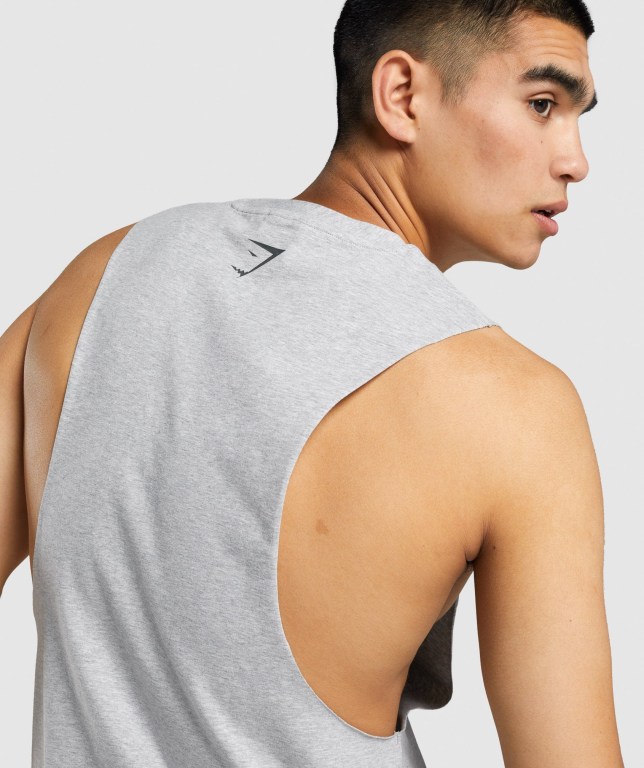 Light Grey Gymshark GSLC Collegiate Drop Arm Men's Tank Tops | US-02FDXMY