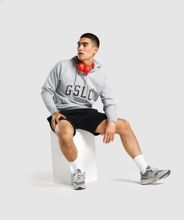 Light Grey Gymshark GSLC Collegiate Men's Hoodies | US-75DCZUR