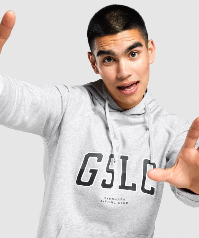 Light Grey Gymshark GSLC Collegiate Men's Hoodies | US-75DCZUR