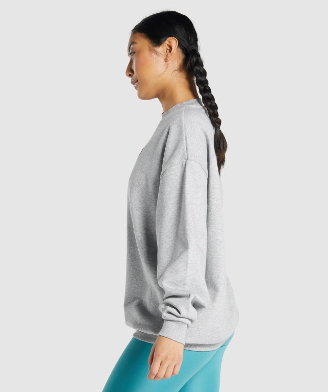 Light Grey Gymshark Sundae Graphic Oversized Sweatshirt Women's Hoodies | US-72JXHPK