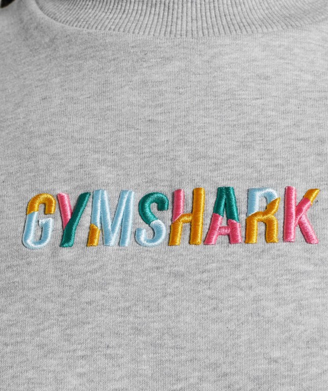 Light Grey Gymshark Sundae Graphic Oversized Sweatshirt Women's Hoodies | US-72JXHPK