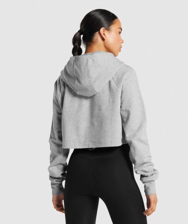 Light Grey Gymshark Training Cropped Women's Hoodies | US-91WZMDI