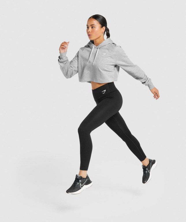 Light Grey Gymshark Training Cropped Women's Hoodies | US-91WZMDI