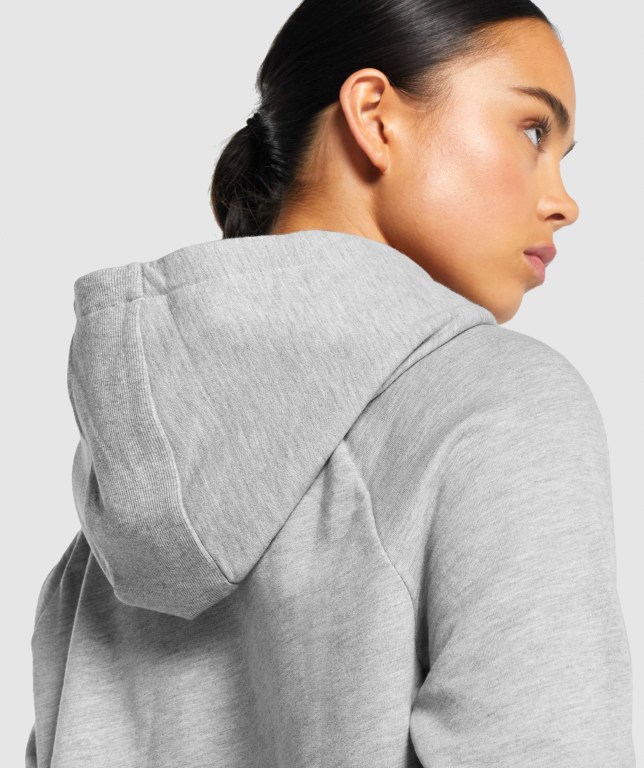 Light Grey Gymshark Training Cropped Women's Hoodies | US-91WZMDI