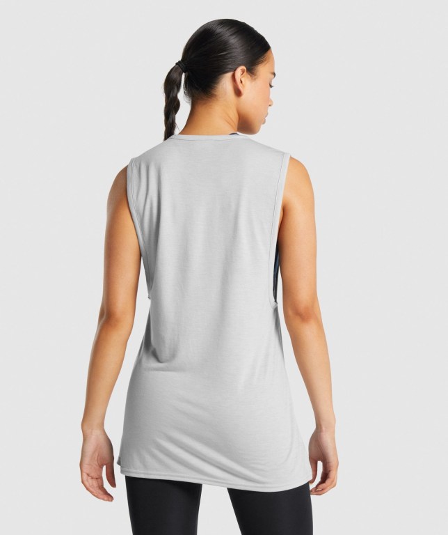 Light Grey Gymshark Training Drop Arm Women's Tank Tops | US-78MIYXZ