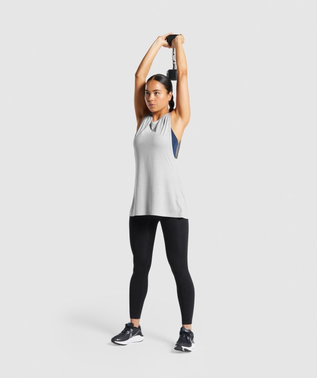 Light Grey Gymshark Training Drop Arm Women's Tank Tops | US-78MIYXZ