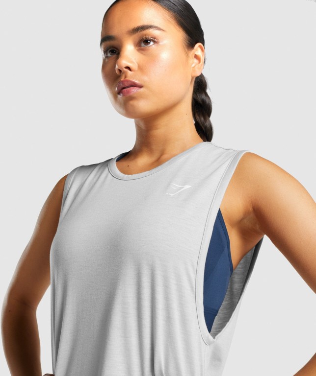 Light Grey Gymshark Training Drop Arm Women's Tank Tops | US-78MIYXZ