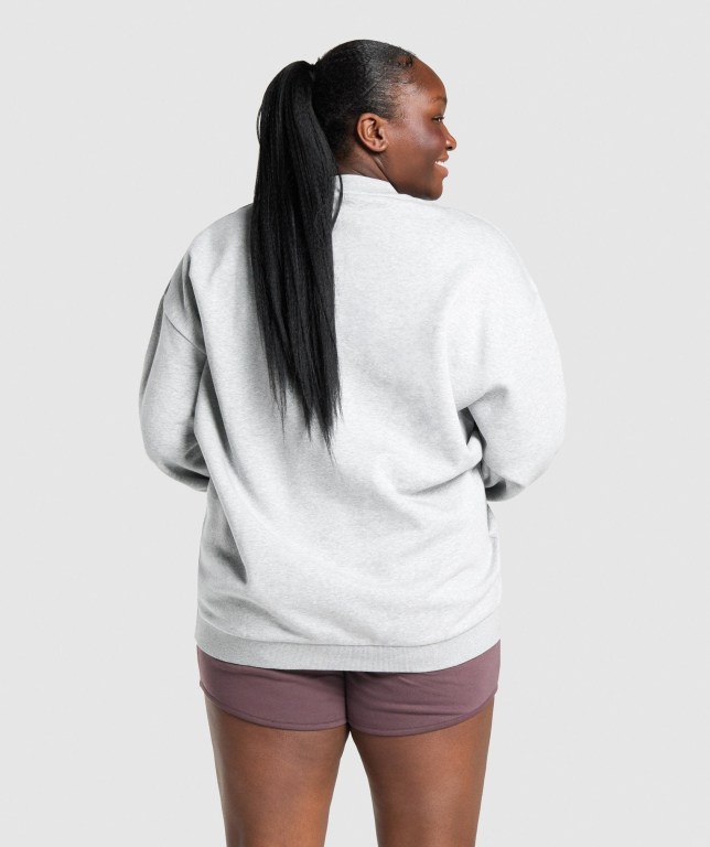 Light Grey Gymshark Training Oversized Sweatshirt Women's Hoodies | US-50KLBXV