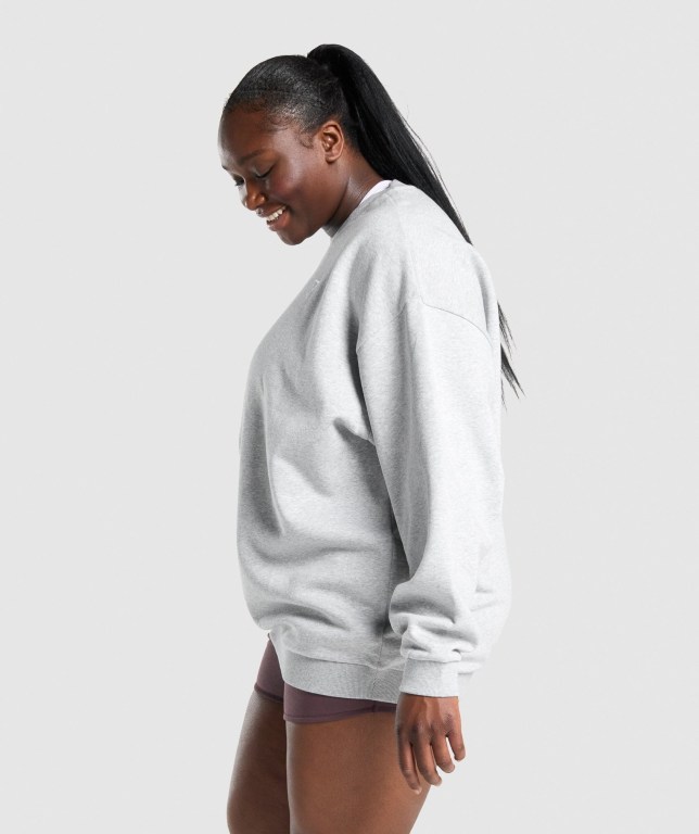 Light Grey Gymshark Training Oversized Sweatshirt Women's Hoodies | US-50KLBXV