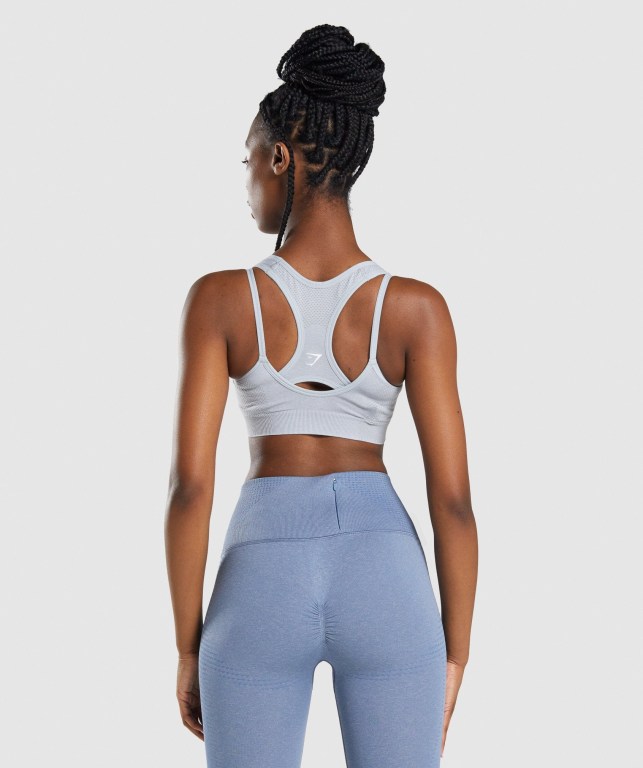 Light Grey Gymshark Vital Rise Seamless Women's Sports Bra | US-74VCXJD