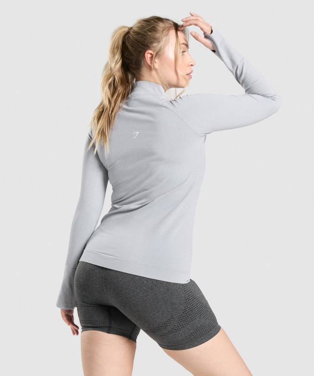 Light Grey Gymshark Vital Seamless 2.0 1/2 Zip Women's Hoodies | US-23USHEO