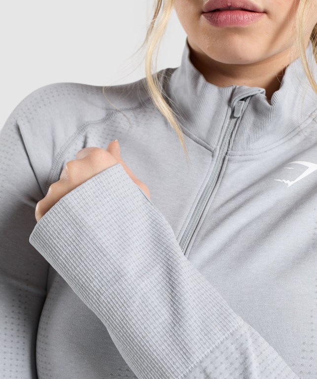 Light Grey Gymshark Vital Seamless 2.0 1/2 Zip Women's Hoodies | US-23USHEO