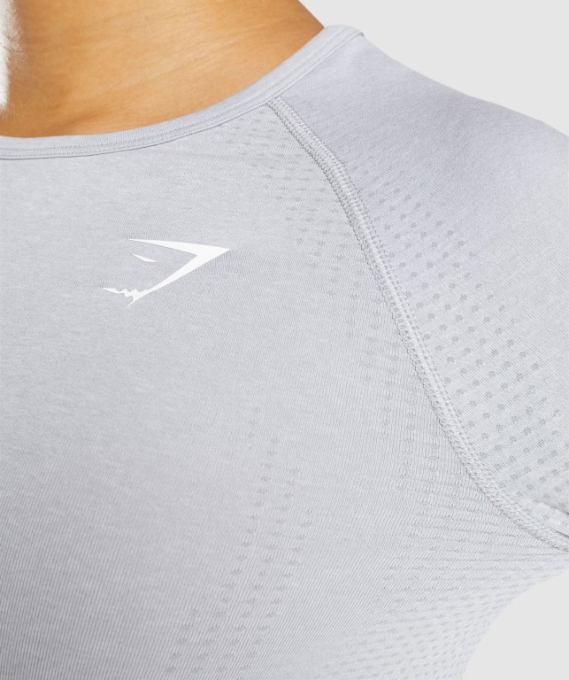 Light Grey Gymshark Vital Seamless 2.0 Crop Top Women's T Shirts | US-19QRJVH